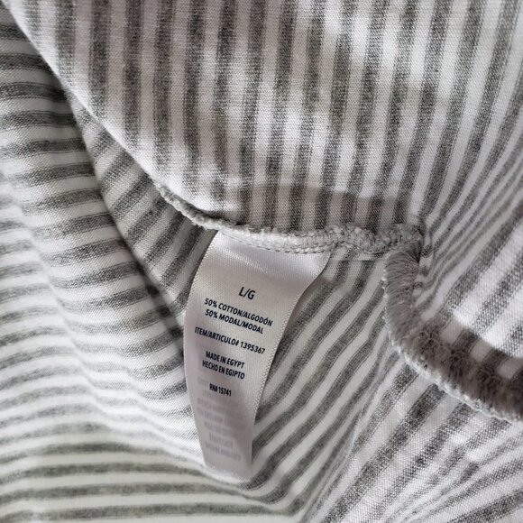 Splendid Stripe Jersey Knit‎ Short Sleeve Tee L Grey White Lounge - Picture 4 of 5